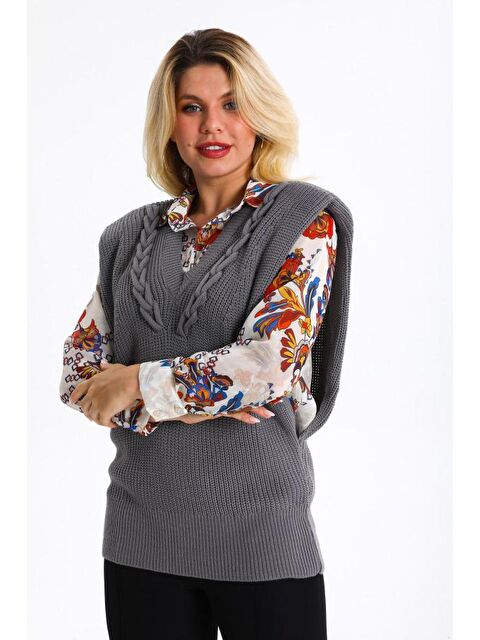 Rodi Kadın V Yaka Selanik Örgü Triko Süveter 009 - S000294162-20600