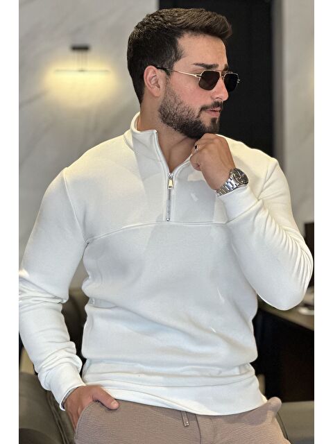 Mishar İtalia Erkek Dik Yaka Yarım Fermuarlı Üç İplik Şardonlu Sweatshirt - S000469915-19966