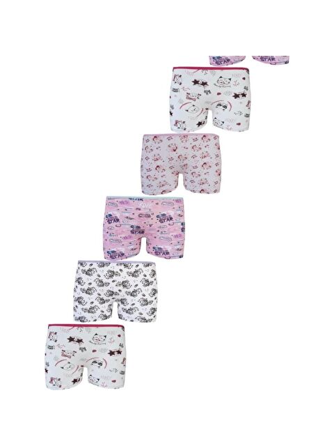 Tutku 6'lı Kız Çocuk Karışık Renk Pamuklu Baskılı Empirme Boxer - S000222522-23173