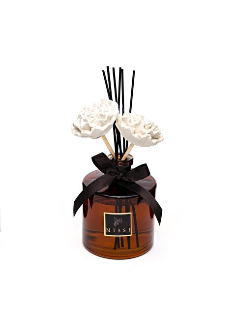 Missi 500 ml Kahverengi Silindir Şişe Seramik Çiçek Taşlı Bambu Çubuklu Oud Vanilya Oda Kokusu - S000292293-19413