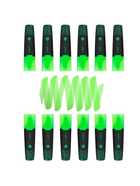 Liqeo Liquid Flat Fosforlu Kalem (H-3128) 12 Adet Yeşil - S000469970-18194