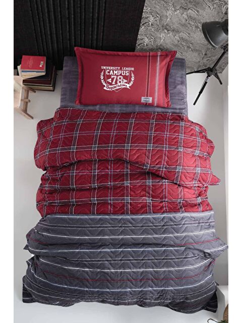 Clasy %100 Pamuk Tek Kişilik Dört Mevsim Set Campus Bordo - S000120873-19951