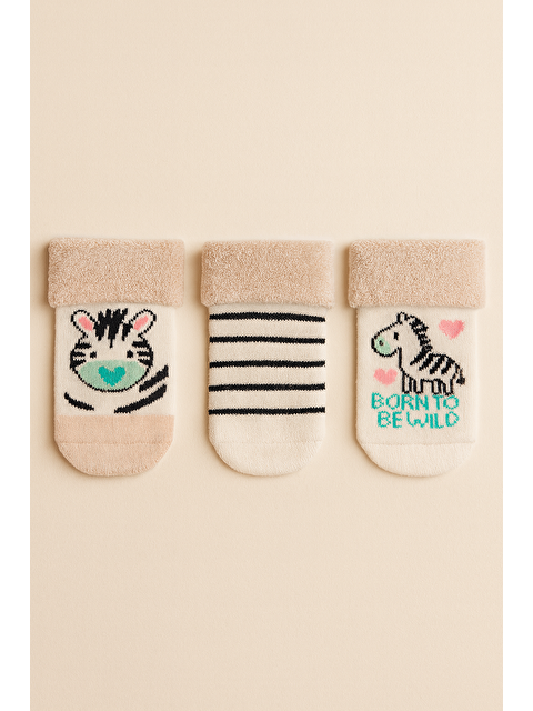 Katia And Bony Bebek 3'Lü Zebra Desenli Havlu Soket Çorap - S000487806-19965