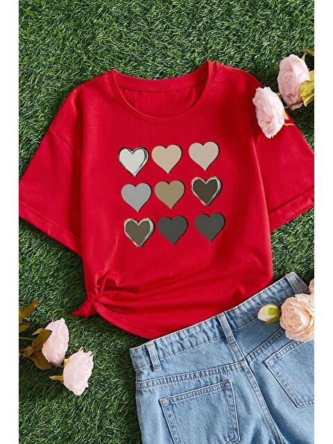 uyguntarz Çocuk Kalp Baskılı Pamuklu Tshirt - S000242944-20045