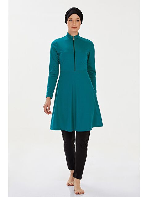 Rozamay Elastanlı Tam Kapalı Tesettür Mayo Maysız Düz 9020 Yeşil - S000229242-18194