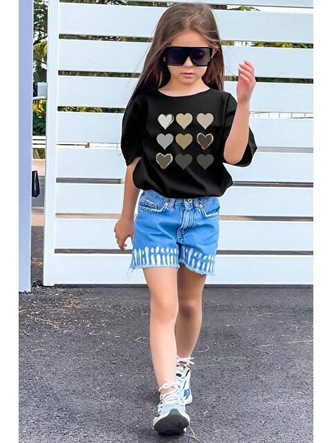 uyguntarz Çocuk Kalp Baskılı Pamuklu Tshirt - S000242944-19351