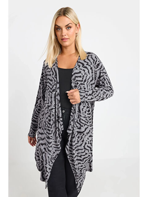 Stil Diva Büyük Beden Önü Kapamasız Uzun Kollu Asimetrik Kesim İnce Hırka 303692 - S000317457-20600