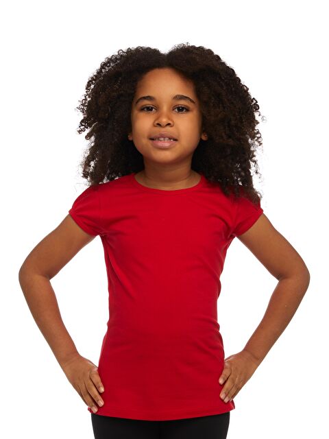 Lovetti Açık Kırmızı Kız Çocuk Kısa Kollu Basıc Tişört - S000053701-20043