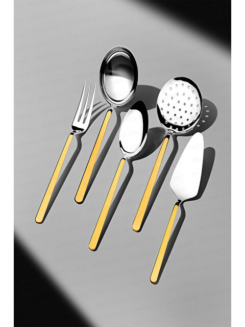 Nehir Sofia Altın Sade 5 Parça Paslanmaz Çelik Servis Takımı - S000497436-20076