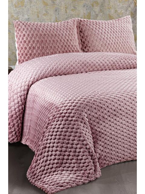 Çeyiz Diyarı Cordoba Pelüş Çift Kişilik Yatak Örtüsü Mürdüm - S000497442-20036