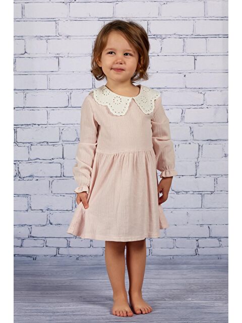 MİNİNİO Kız Çocuk Bebe Yaka Şile Bezi Dokuma Elbise - S000314722-20024