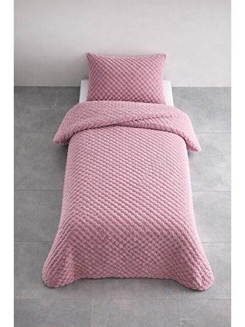 Çeyiz Diyarı Cordoba Pelüş Tek Kişilik Yatak Örtüsü Mürdüm - S000497443-20036