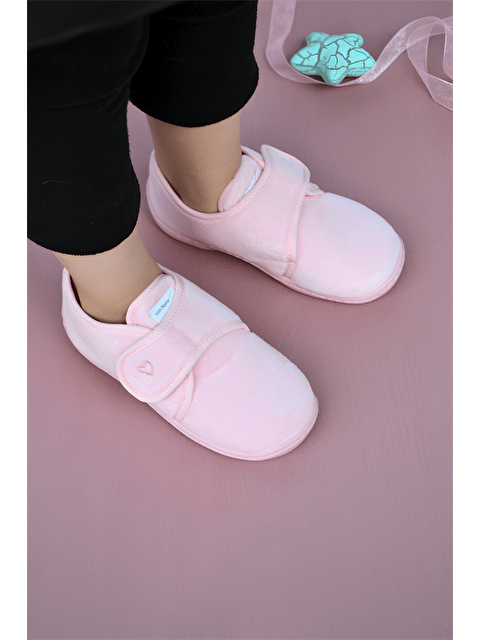 First Step Pembe Kalp Nakışlı Kız Çocuk Cırt Cırtlı Panduf-F-729 - S000112644-20024