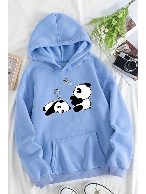 uyguntarz Unisex Panda Baskılı Oversize Hoodie - S000265346-3642