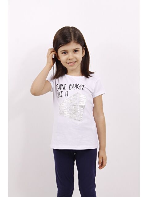 Toontoykids Kız Çocuk Elmas Taş Nakışlı Tişört - S000255961-20063