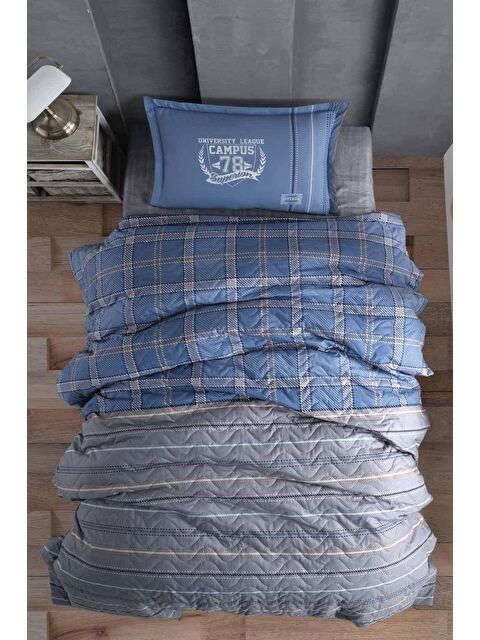 Clasy %100 Pamuk Tek Kişilik Dört Mevsim Set Campus Mavi - S000120875-17234