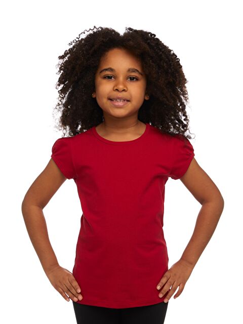 Lovetti Kırmızı Kız Çocuk Kısa Kollu Basıc Tişört - S000053701-20045