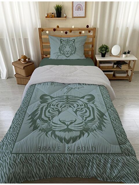 Evmila Aslan Desenli Tek Kişilik 160x220 Cm Wellsoft Çift Taraflı Silikon Yorgan Ve Uyku Seti - S000128690-18194