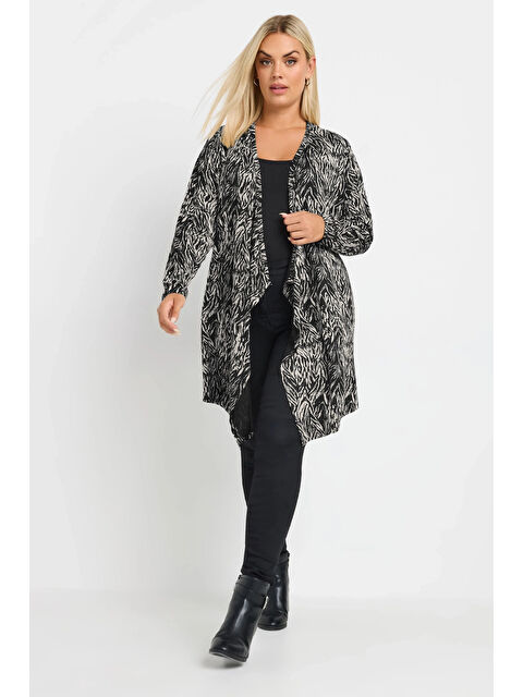 Stil Diva Büyük Beden Önü Kapamasız Uzun Kollu Asimetrik Kesim İnce Hırka 303693 - S000317458-19351