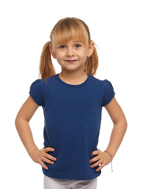 Lovetti İndigo Kız Çocuk Kısa Kollu Basıc Tişört - S000053701-23093