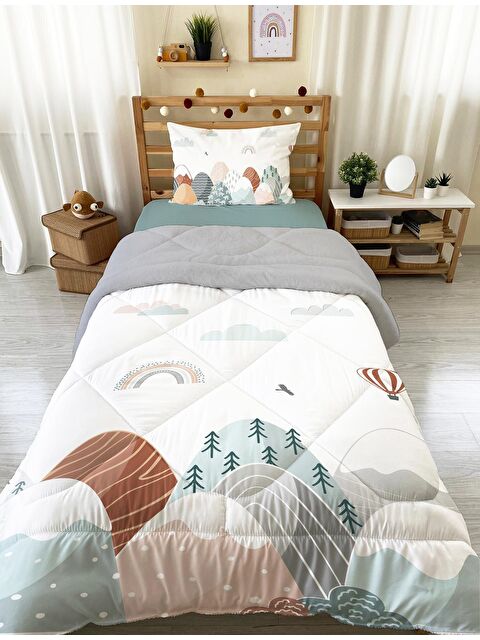 Evmila Vadi Desenli Tek Kişilik 160x220 Cm Wellsoft Çift Taraflı Silikon Yorgan Ve Uyku Seti - S000128693-20063