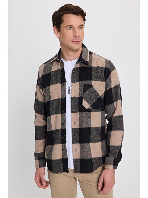 TUDORS Erkek Regular Fit Klasik Kesim Kareli Cepli Oduncu Gömlek - S000493672-23173