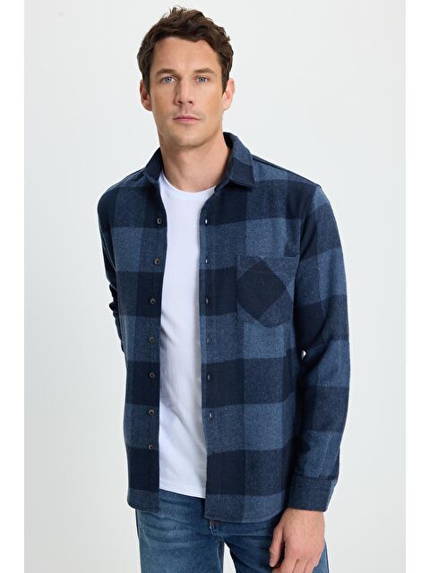 TUDORS Erkek Regular Fit Klasik Kesim Kareli Cepli Oduncu Gömlek - S000493673-23173