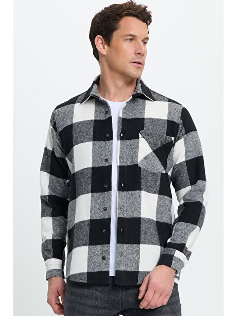 TUDORS Erkek Regular Fit Klasik Kesim Kareli Cepli Oduncu Gömlek - S000493675-23173