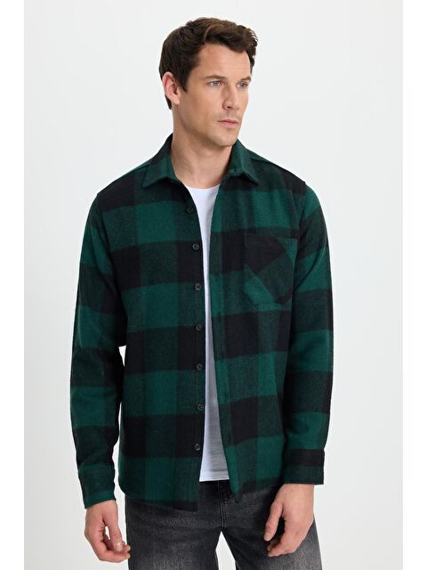 TUDORS Erkek Regular Fit Klasik Fit Kareli Cepli Oduncu Gömlek - S000493676-23173