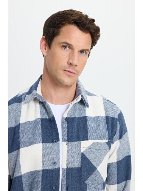 TUDORS Erkek Regular Fit Klasik Kesim Kareli Cepli Oduncu Gömlek - S000493679-23173