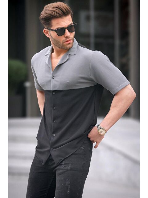 Madmext Siyah Kısa Kollu Erkek Gömlek 6707 - S000127574-19351