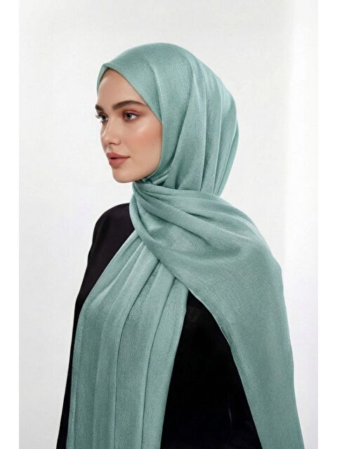 Mizalle & YAQA Özel Saten Dokulu Su Yeşili Şal - S000503035-20054