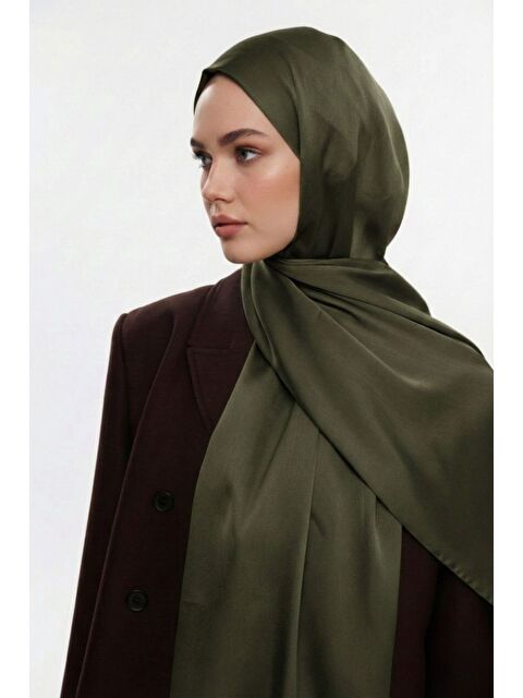 Mizalle Koyu Haki & YAQA Özel Saten Dokulu Haki Şal - S000503035-19294