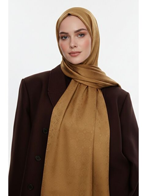 Mizalle & YAQA Filigranlı Hardal Rengi Şal - S000503036-7379