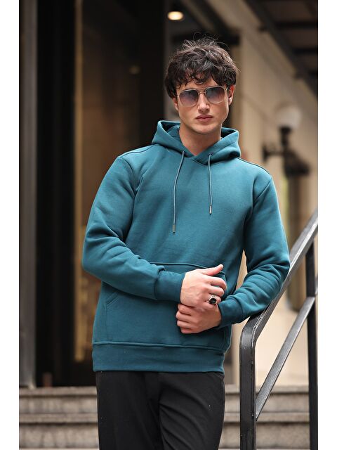 Comstar Üç İplik Şardonlu Kanguru Cep Erkek Hoodie - S000300199-20019