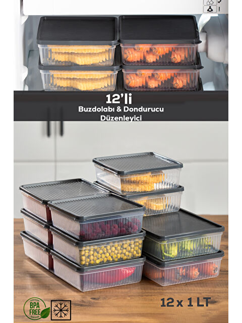 Porsima 1180 12li Buzdolabı Organizer Mikrodalga Ve Derin Dondurucuya Uygun Buzluk Bakliyat Saklama Kabı - A - S000295355-26865