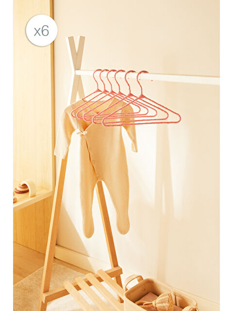 Ocean Home Textile 6'lı Pembe Renk Kumaş Kaplı Metal Bebek Giysi Askısı19.5 x 30 x 0.3 cm - S000497445-20024