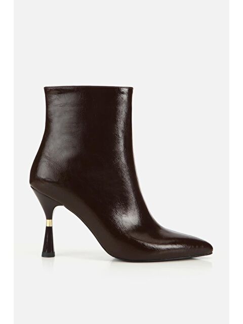 Yaya By Hotiç Kadın Kahverengi Gold Detaylı Sivri Burunlu İnce Topuklu Bot - S000495189-19413