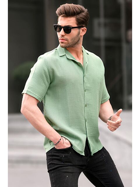 Madmext Yeşil Kısa Kollu Erkek Gömlek 6706 - S000127577-18194