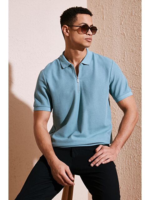 Buratti Pamuklu Regular Fit Fermuarlı Polo Yaka %100 Pamuk Tişört 5902434 - S000151572-17234
