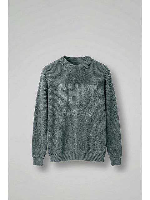 Abluka Online Erkek Relaxed Fit Yıkamalı Örme Kazak %100 Pamuk Gri - S000493693-20600