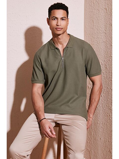 Buratti Pamuklu Regular Fit Fermuarlı Polo Yaka %100 Pamuk Tişört 5902434 - S000151572-19294
