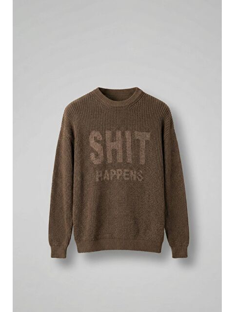 Abluka Online Erkek Relaxed Fit Yıkamalı Örme Kazak %100 Pamuk Kahve - S000493693-19413