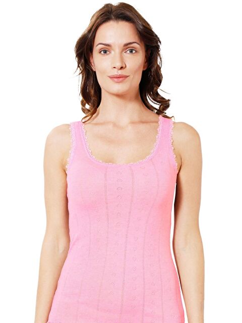 Kompedan Kadın Transferli Ribana Esnek Yumuşak Atlet Pembe | K23493 - S000175458-20024