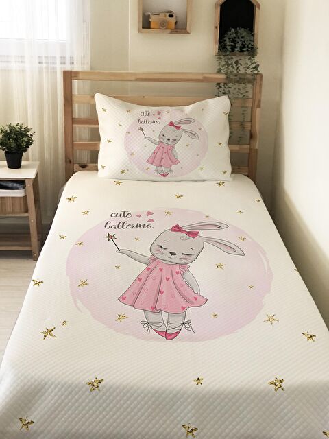 Evmila Tavşan Desenli, Baskılı Tek Kişilik ve Çocuk Pike Takımı 160x220 Cm - S000123607-23173