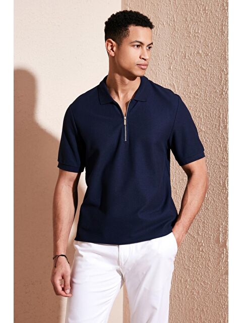 Buratti Pamuklu Regular Fit Fermuarlı Polo Yaka %100 Pamuk Tişört 5902434 - S000151572-23093