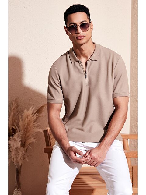 Buratti Pamuklu Regular Fit Fermuarlı Polo Yaka %100 Pamuk Tişört 5902434 - S000151572-26429
