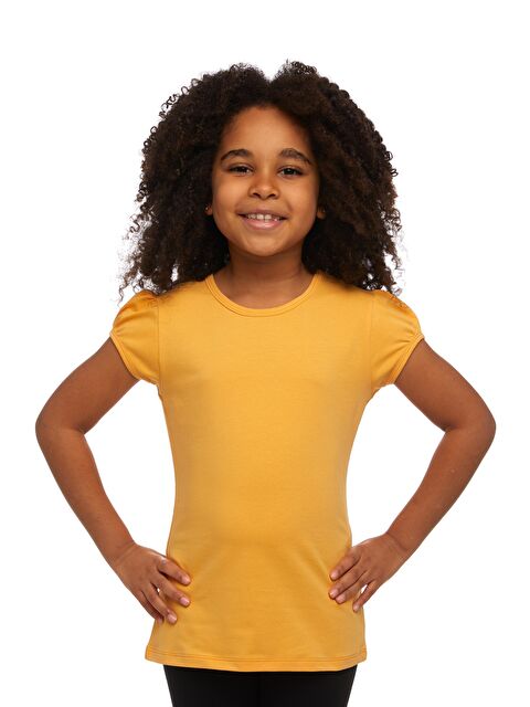 Lovetti Kavun Sarı Kız Çocuk Kısa Kollu Basıc Tişört - S000053701-20074