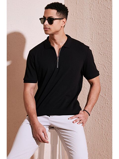 Buratti Pamuklu Regular Fit Fermuarlı Polo Yaka %100 Pamuk Tişört 5902738 - S000151573-19351