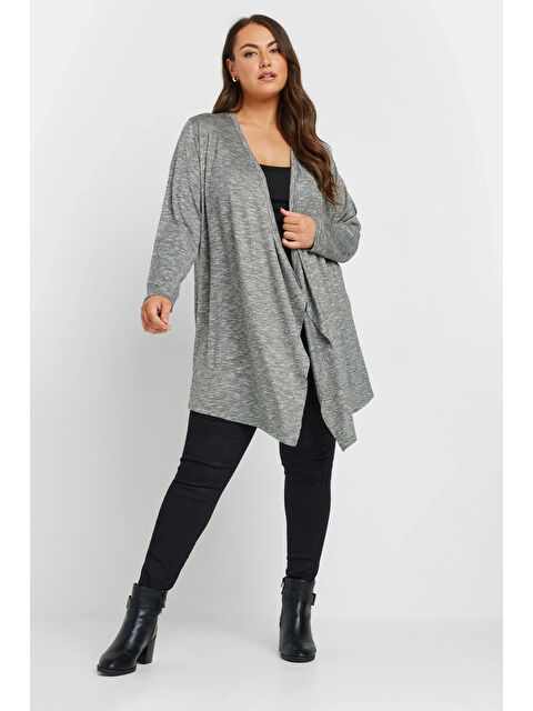 Stil Diva Büyük Beden Önü Kapamasız Uzun Kollu Asimetrik Kesim İnce Hırka 303637 - S000317459-20600